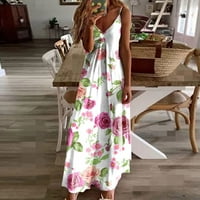 Ženska ljetna haljina Boho tiskana V rect rukava plaža Flowy Mini kratki haljini Ležerni odmor Outfit