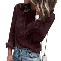 Kombinaci za žensku žensku košulju Kipliki Ispis rever izrez dugih rukava labav majica