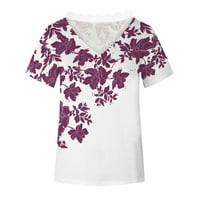 GDFunwomen je povremeni V-izrez sa ramena kratkih rukava labava cvjetna majica TOPS Top Thirts majice za žene