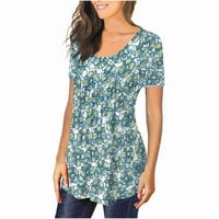 Feternal ženska modna labava ležerna tiskana čipkasti patchwork V-izrez majica Top ženske majice