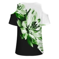 Aaiaymet Ljetne košulje za žene VOT VACT majica kratka bluza Out Hollow Printing Modni rukavi vrhovi ženska bluza, mornarice l