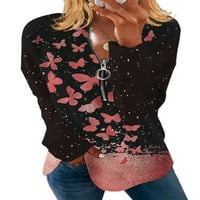 Akiigool džemperi za žene Trendy Ženska posadna prevelika prevelika pulover dugi pufloveni rukav labav