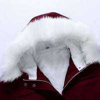 TOQOT božićne jakne - casual dugih rukava Zip up tisak mekane lagane zimske jakne crvene boje
