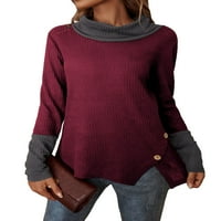 Entyinea Ženske vrhove okrugli vrat kratkih rukava tiskana majica pulover sa džepovima crvena l