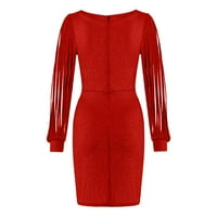 Lovskoo Ženske haljine Ljetno casual labav dugih rukava s kapuljačom s kapuljačom L, XL, 2XL, 3xl crvena