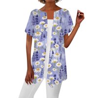 Voguele Dame majica Cvjetni print TEE rukav majica Dailyer Tunic bluza Modni ljetni vrhovi s