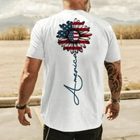 Muška majica Američka zastava Štampani zatvarač okrugli vrat kratki rukav labav majica
