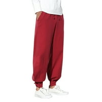 Deagia ženske udobne sportske hlače pune dužine hlače Muške čiste boje pantalone pamučne posteljine