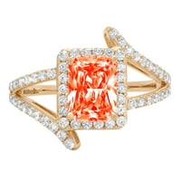 2.1ct smaragdni rez crveni simulirani dijamant 14k žuti zlatni godišnjički angažman halo prstena veličine