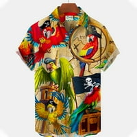 Havajski muške košulje Parrot Ispis bluza s kratkim rukavima Ljetna majica za odmor za muškarce Modna rever Muška odjeća Majica