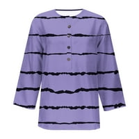 Drindf radna bluza za žensko casunsko dugme V majice tunike Trendy rukava Stripe Print vrhovi slatki