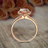 Ograničeno prodajno vrijeme 2. Carat 8x ovalni rez morgatit i dijamantski moissanite halo zaručnički prsten sa 18K zlatnim oblogom