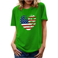 Yyeselk 4. jula Žene Žene Ljetne bluze Leisure Crew Crt kratkih rukava Košulje Trendy American Flag Ispis Dame Tunic Tops Pulover Green M