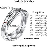 Bestyle prstenovi od nehrđajućeg čelika za žene srebrne kupole prsten trostrukim poprečnim prstenima