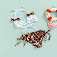 Gwiyeopda Toddler Baby Girls Bikinis kupaći kostim Halter Leopard Bowknot Ruffle Tops kupaći odijela
