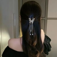 Anvazise Shining Rhinestones Clap Claw Fau Pearls Tassel Korejski stil leptira oblika velikog kose Priključ