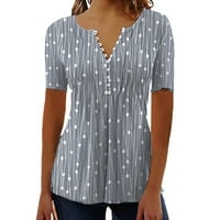 Ženski vrhovi ženske casual labave košulje V izrez kratki rukav modni tački tisak The majice T-majice