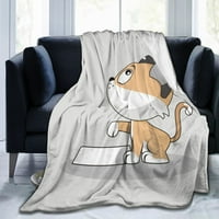 Slatka smiješna mačka baca, flaffy mekani ugodan pokrivač Flannel plišani mikrofiber kauč baca 60 x50