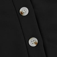 Ženski vrhovi Henley Žene Pulover casual pune košulje dugih rukava modna crna 2xl