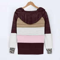 Hoodies eczipvz za žene modne žene Leopard patchwork V-izrez duge rukave džemper s kapuljačom bluza