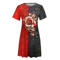 Ljetne haljine za žene Ležerne prilike ljetne majice kratki rukav Boho O izrez Ispiši labavu mini planu
