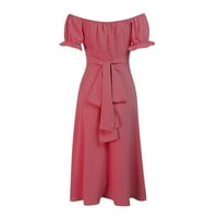 Midi haljine za žene V-izrez Elegantna duga haljina lisnata rukava cvjetna tiskana ljetna zabava stilsko split haljina