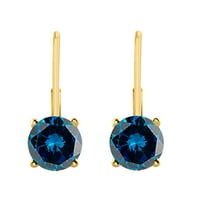 Mauli dragulji 1.00ct plave dijamantske naušnice, poluge, 14k žuto zlato 4-prong, poklon za njom