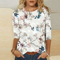 HVYesh cvjetne tiskane košulje za žene Trendy dužine rukava okrugli vrat Bluze slatki leptir tiska