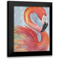 Medley, Elizabeth Crna Moderna uokvirena muzej Art Print pod nazivom - Tropski flamingo