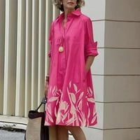 Ženske haljine rukave A-line Dužina gležnja Ležerne s V-izrezom, ljetna haljina za tiskanu ružičastu