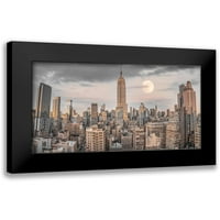 Frank, Assaf Black Moderni uokvireni muzej Art Print pod nazivom - Empire State Building sa Manhattan Skyline - New York City