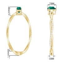 Laboratorija kreirala smaragdni prsten sa dijamantima, pletenim prstenom, 14k bijelo zlato, SAD 11.50