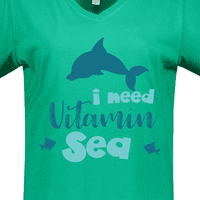 Inktastic Treba mi vitaminsko more, delfin, riba, more, majica V-izrez V-izrez