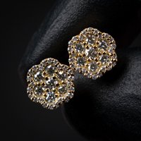 MOISSANITE CLOWER CLUSTER 14K ŽUTO ZLATO STERLING SREBRING SREBRING SREDNJE