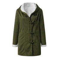 Jeseni kaputi za žene topli FAUS jakna za zimske tipke dugih rukava Green XXL