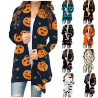 MLQIDK HALLOWEEN CARDIGAN Džemper s dugim rukavima Otvoreni prednji kardigan bundeve print casual drapes