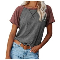 Prodajne majice za ženske majice kratkih rukava O-izrez Ugodna bluza Classic-Fit color Spajanje majica