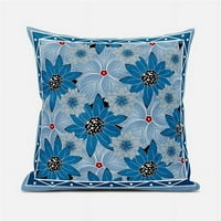 Amrita Sen Designs CAPL761BRCDS-BL- in. Sun Cvijeće BroadClot i vanjski puhao i zatvoreni jastuk - siva i plava