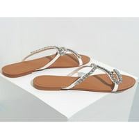 Colisha Womens Strapppy Slides Summer Ravne sandale Slip na haljini Sandal Party Anti skid cipele za