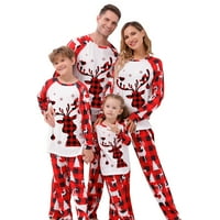 MubIneo Porodica koja odgovara Božićne pidžame, baby rhoper slovo Božićno drvcu Elk Print dugih rukava + plažene hlače Set za spavanje