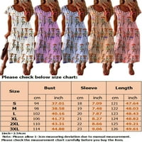 Cindysus Women Sexy Swing Hem Maxi Haljine Dame Bohemian Ljeto Plaža Sundress Kratki rukav Holiday Okrugli