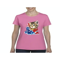 Ženska majica kratki rukav - Američka zastava 4. jula Kitty