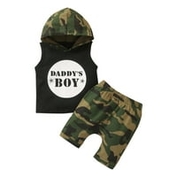 Inevenn Kids Baby Boys dvodijelni odjevni outfit set s kapuljačom bez rukava, tisak za ispis + kamuflažne
