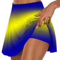 Ženski plus veličina Ženska ljetna naborana teniska suknje Atletska rastezljiva kratka joga lažna dvostruka suknja hlače žuta