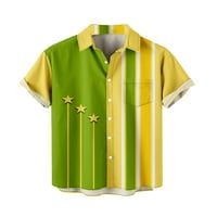 Dječaci i muškarci majice Havajske majice za muškarce, žuti zeleni strip zvezda uzorka Ležerne modernog kratkih rukava Regularni fit dugme-up muški majice Esencija za muškarca brzog suha košulje, dijete