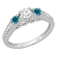 DazzlingRock kolekcija 0. Carat 14k Blue & White Diamond Bridal Kamen zaručnički prsten CT, bijelo zlato,