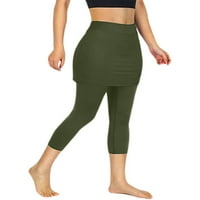 LUMENTO WOMENS HANTSKIRT Visine struka joga hlača sa džepovima tajice čvrste boje Skort sprata elastične