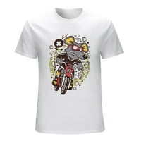 Muška grafička majica motocross jahača vintage s kratkim rukavima sportski tee bijeli s