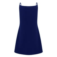 Ljetne haljine za žene bez rukava mini kratka ležerna A-line ispisana V-izrez haljina plava 4xl