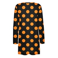 Halloween Narančasti kardigan za žene lagana otvorena prednja modna slatka bundeva tisak dugih rukava